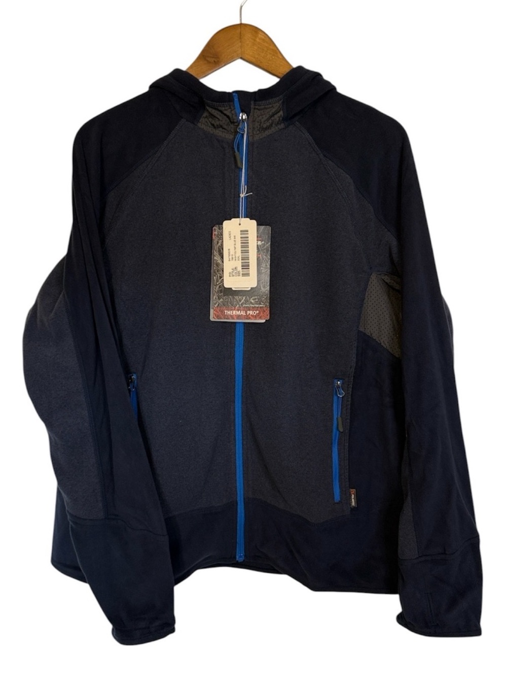 NWT North End Sport Full Zip Fleece Jacket Hood Blue Navy Gray XXL